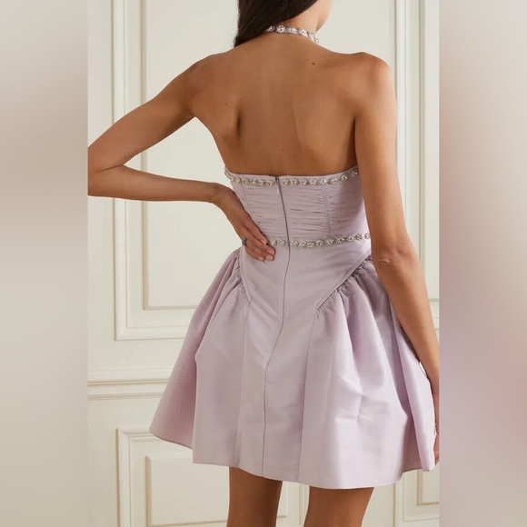 Self-Portrait Lilac Strapless Crystal-Trim Dress Size 2